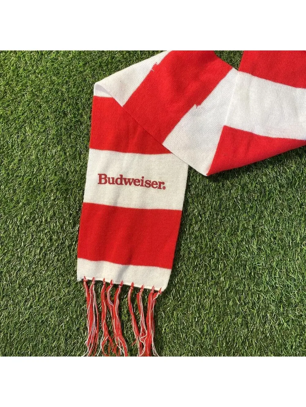 Vintage 80’s/90’s Budweiser Beer Striped Scarf